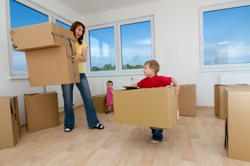 Local team handling commercial furniture and office boxes in Ilford